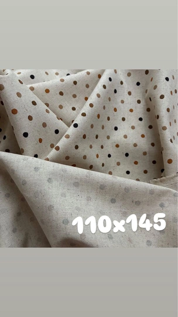 ドット柄生地 ベージュ系 110x145 ハンドメイド