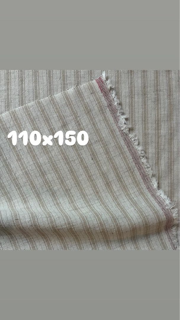 ストライプ柄生地 ベージュ系 110x150 ハンドメイド