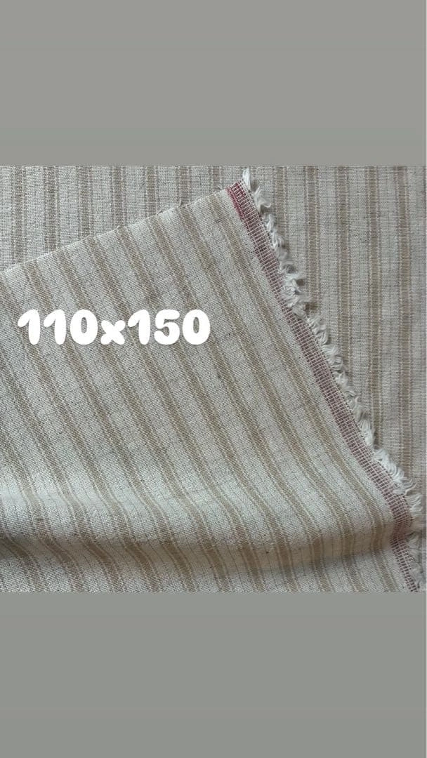 ストライプ柄生地 ベージュ系 110x150 ハンドメイド