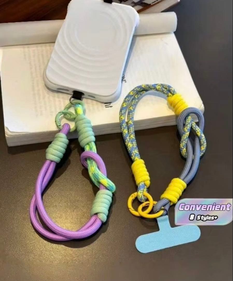 【新品・未使用】スマホ用 ロープストラップ 紫　緑