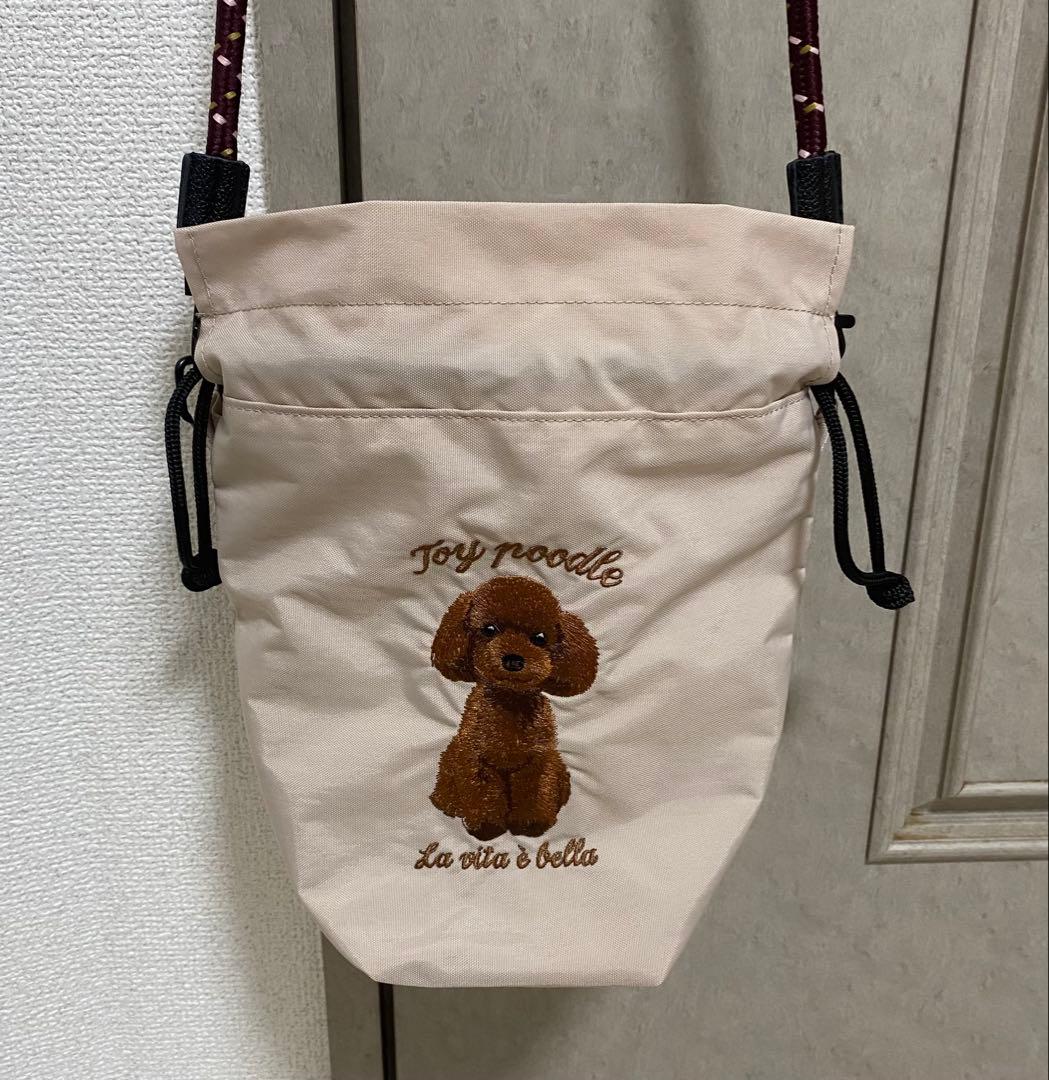 【美品】SOBIA アニマル刺繍コードショルダーバッグ トイプードル