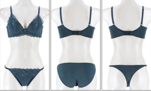 新品 トワイライトレース育乳脇高ブラ&ショーツ3点セット グリーンの写真2枚目