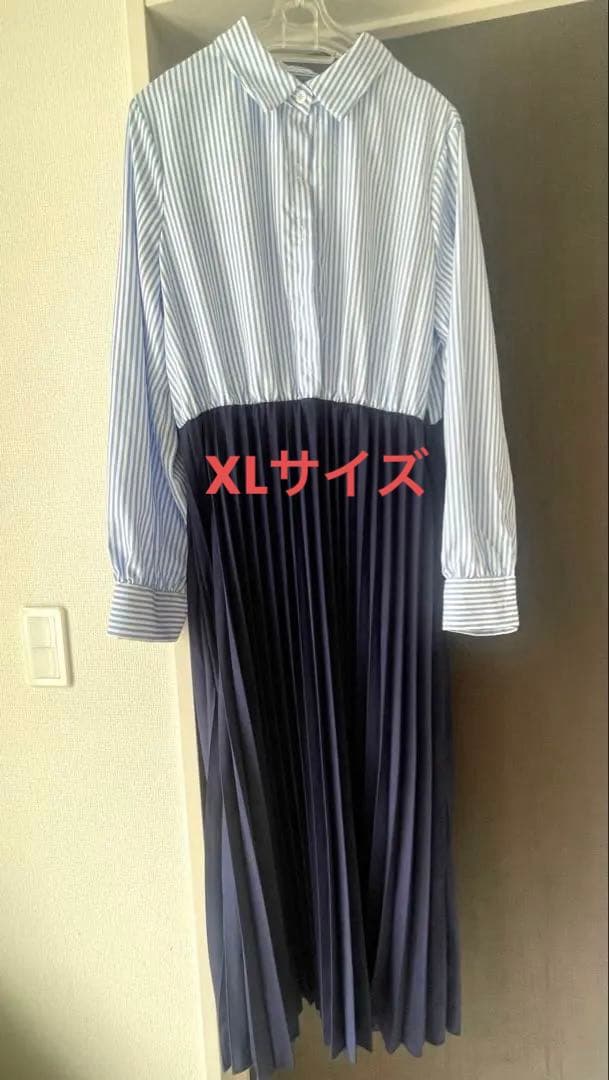 ストライプ柄 前開きシャツワンピース