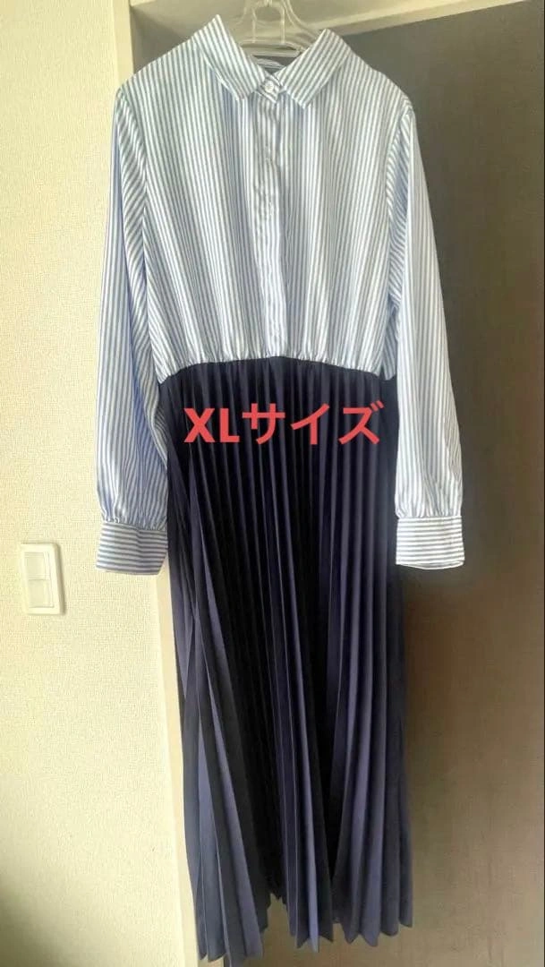 ストライプ柄 前開きシャツワンピース