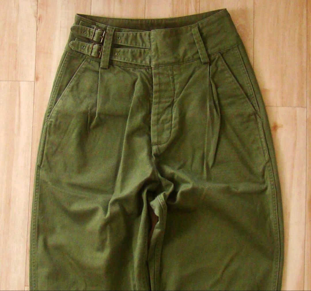 【50sスタイル】イギリス軍型 グルカパンツ S カーキ ダブルストラップ