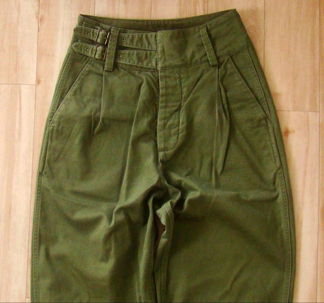 【50sスタイル】イギリス軍型 グルカパンツ S カーキ ダブルストラップ