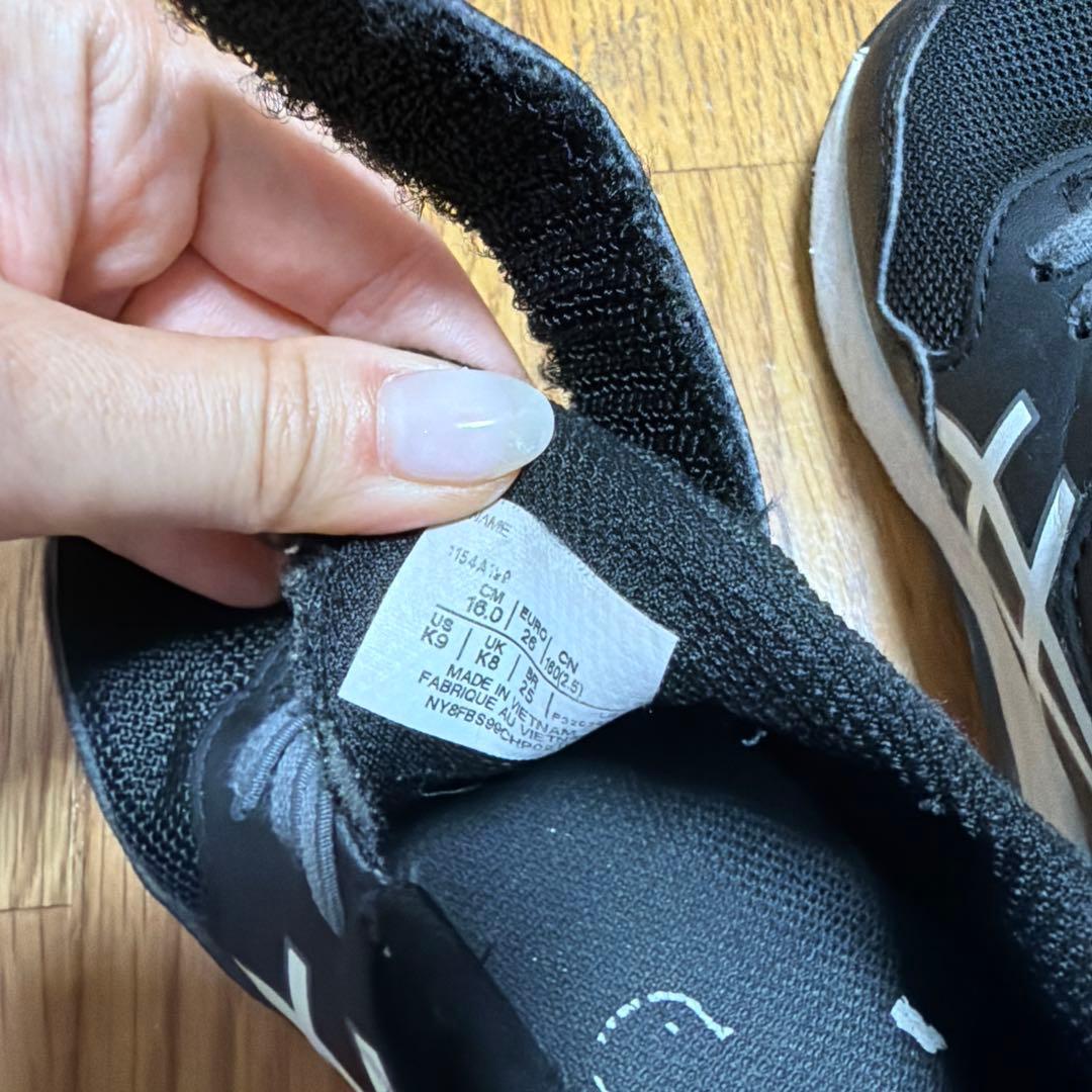 asics LAZERBEAM キッズスニーカー 黒 ベルクロ 16cmの写真10枚目