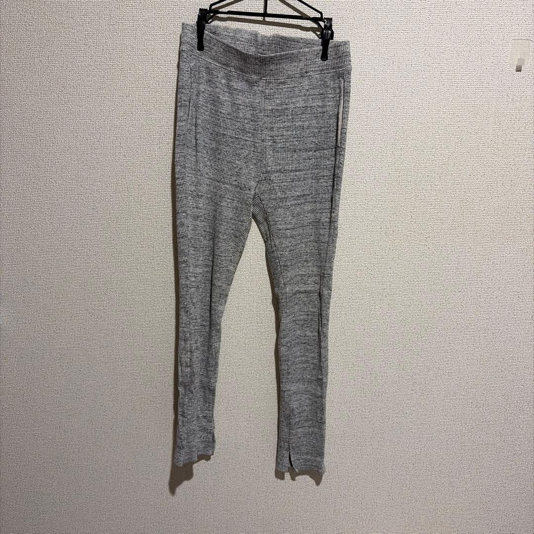 ユニクロ　リブ スリット レギンス パンツ　グレー　M
