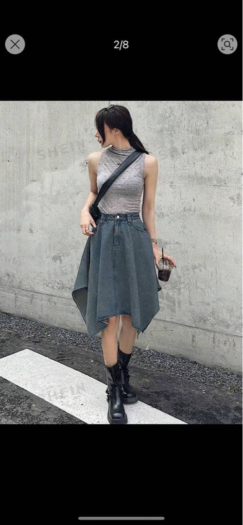 DAZY アシンメトリー スカート デニム aespa Armageddonの写真2枚目