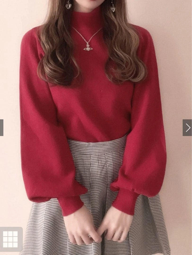 カシミヤタッチハイネックニットトップス