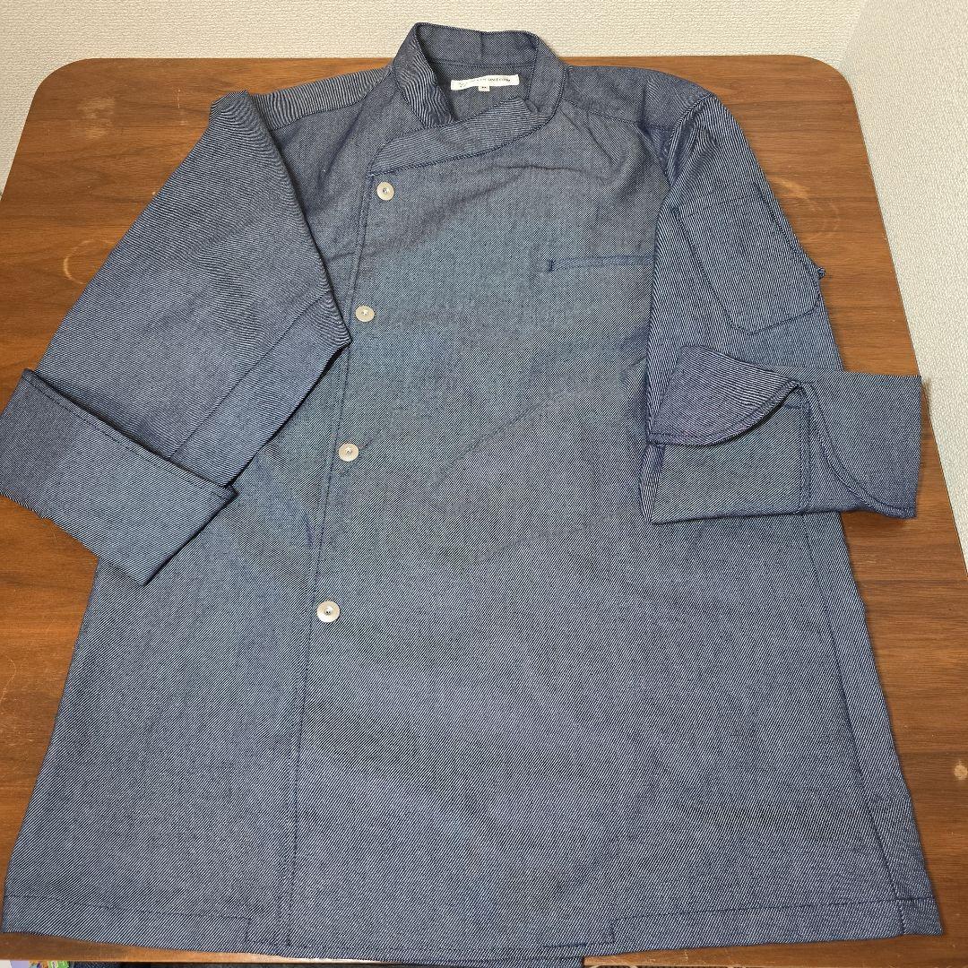 セブンユニフォーム 麻調 デニム STRETCH コックコート Mサイズの写真2枚目