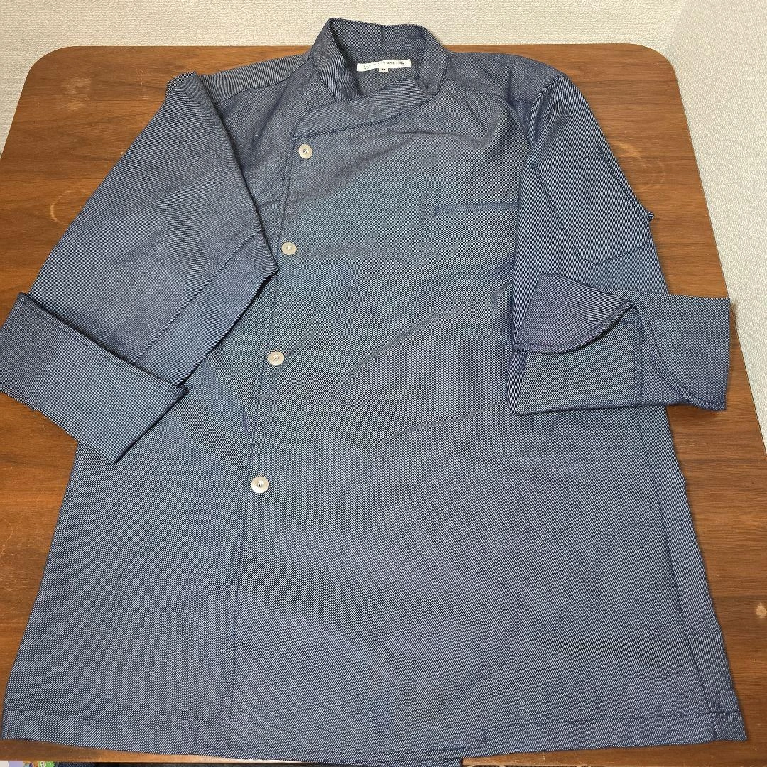 セブンユニフォーム 麻調 デニム STRETCH コックコート Mサイズの写真2枚目
