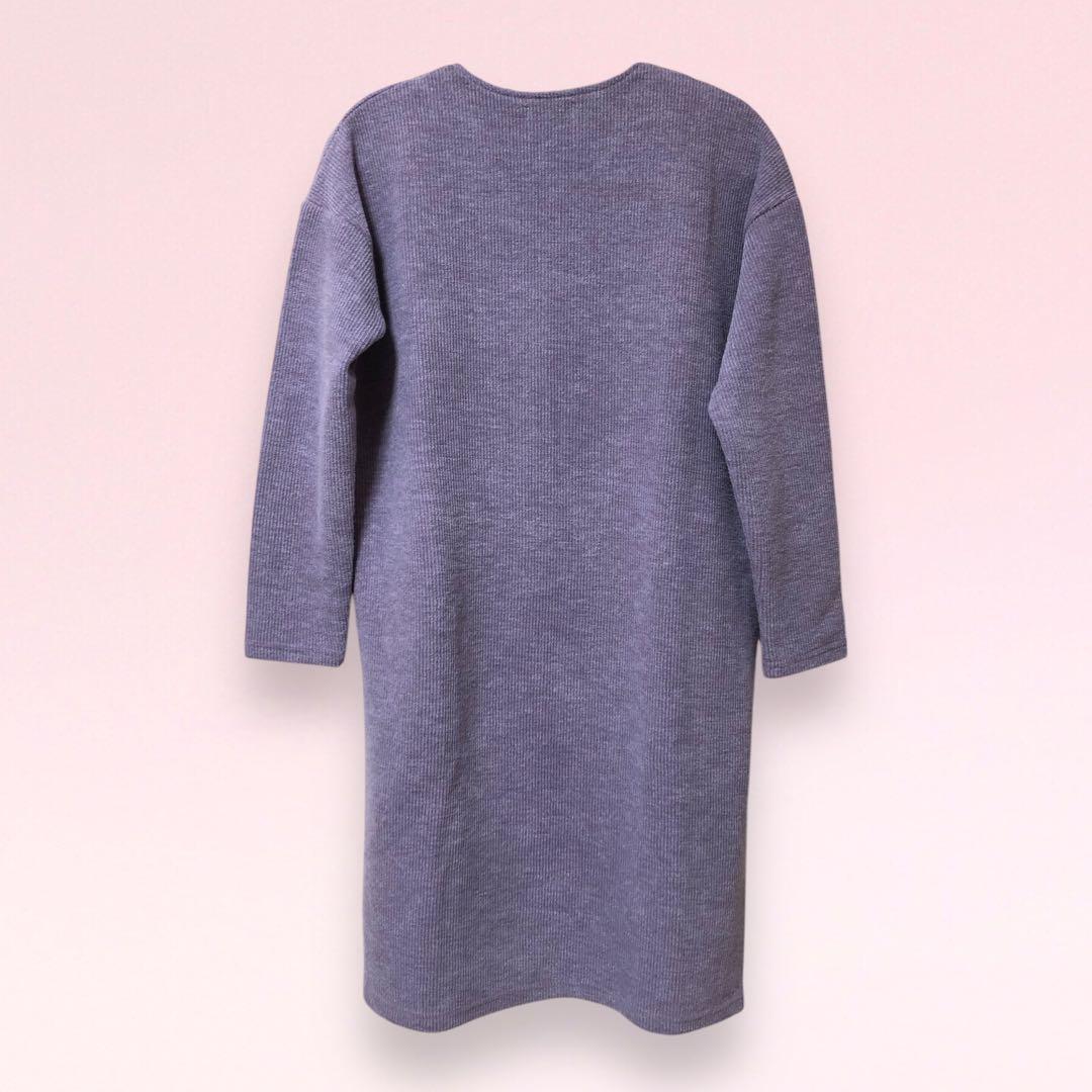 【新品】長袖トップス/ワンピース/チュニック/M/ニット/Vネック/ロング丈の写真2枚目