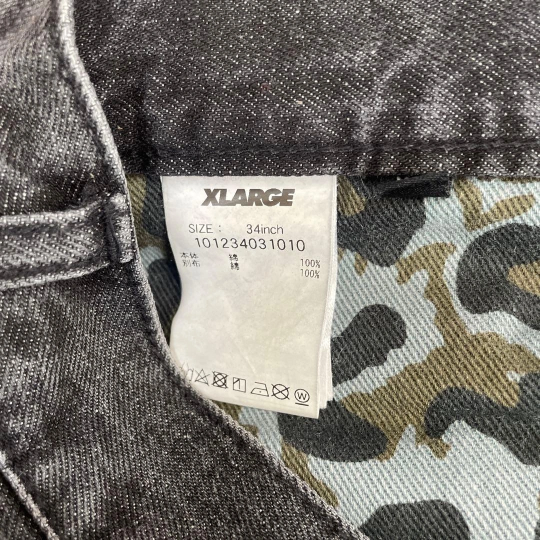 XLARGE エクストララージ デニム 黒 ブラック 34インチ ストレートの写真6枚目