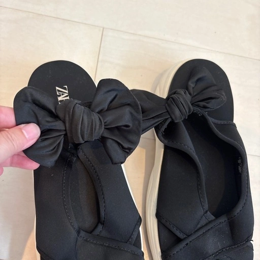 ほぼ未使用 ZARA ザラ レディースサンダル リボン ラバーソール 厚底 ラバソの写真4枚目