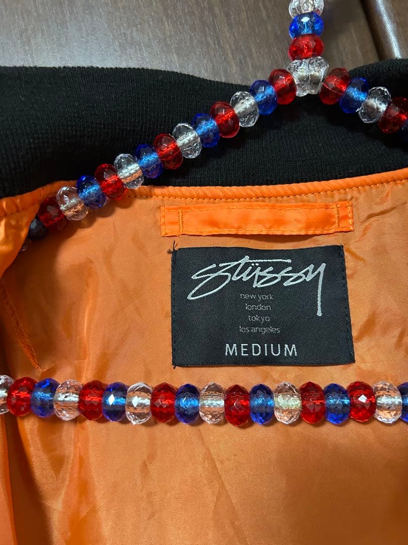 美品 STUSSY MA-1 フライトジャケット ワッペン 黒 Mサイズの写真5枚目