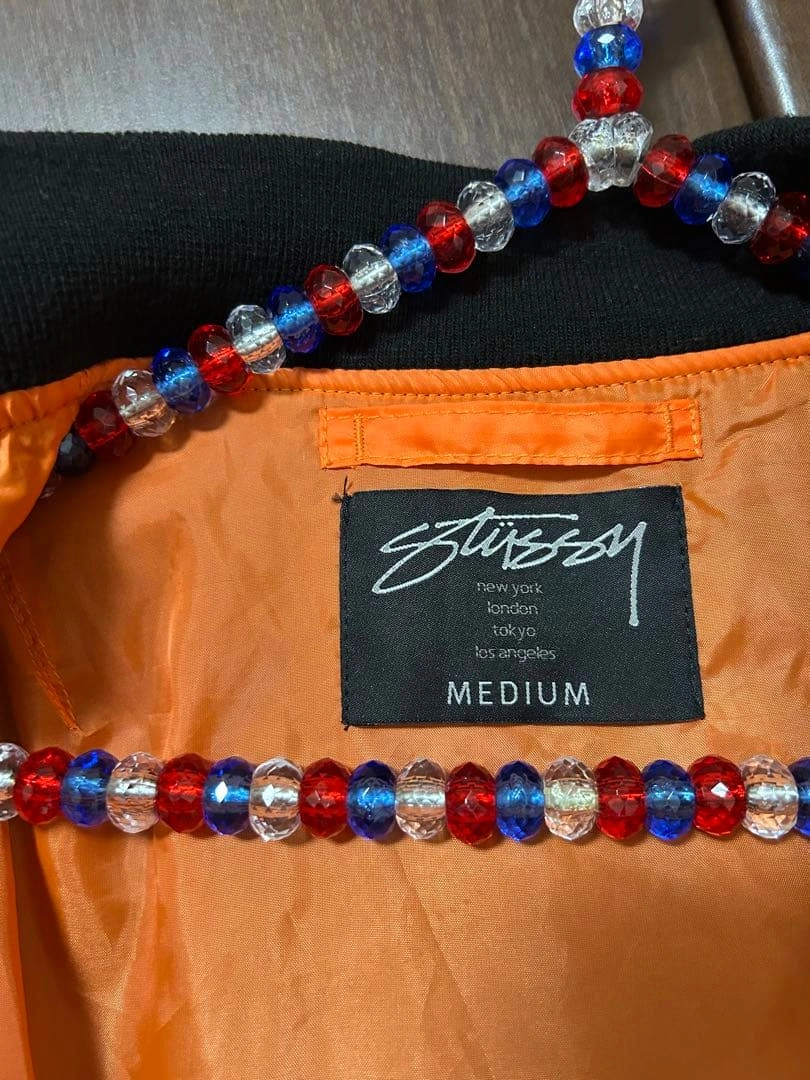 美品 STUSSY MA-1 フライトジャケット ワッペン 黒 Mサイズの写真5枚目
