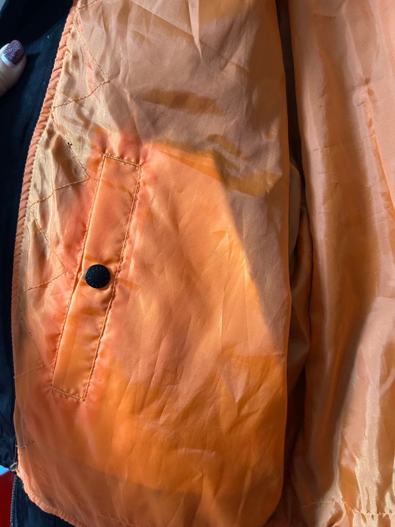 美品 STUSSY MA-1 フライトジャケット ワッペン 黒 Mサイズの写真6枚目