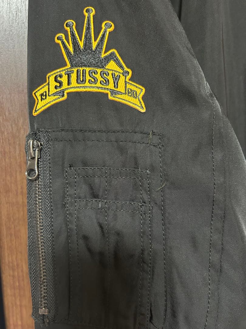 美品 STUSSY MA-1 フライトジャケット ワッペン 黒 Mサイズの写真9枚目