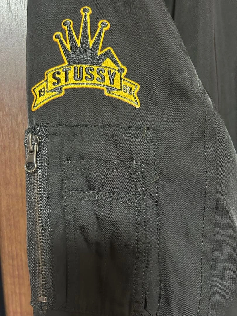 美品 STUSSY MA-1 フライトジャケット ワッペン 黒 Mサイズの写真9枚目