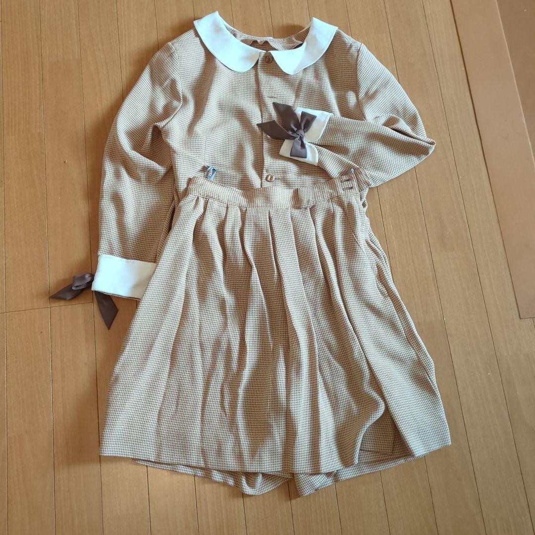 ブラウンチェックリボン付きセットアップの写真2枚目