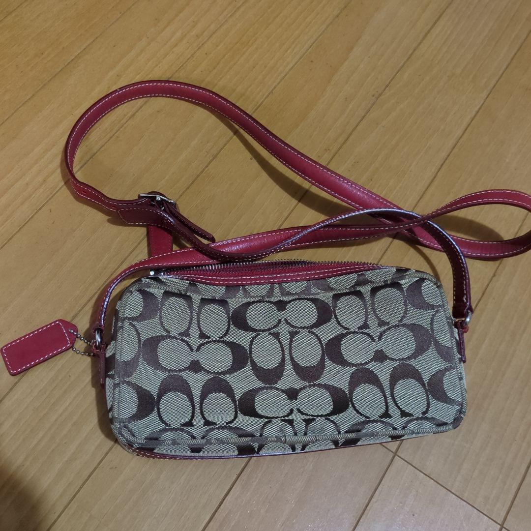 COACH ショルダーバッグ ベージュ/ブラウン/レッド