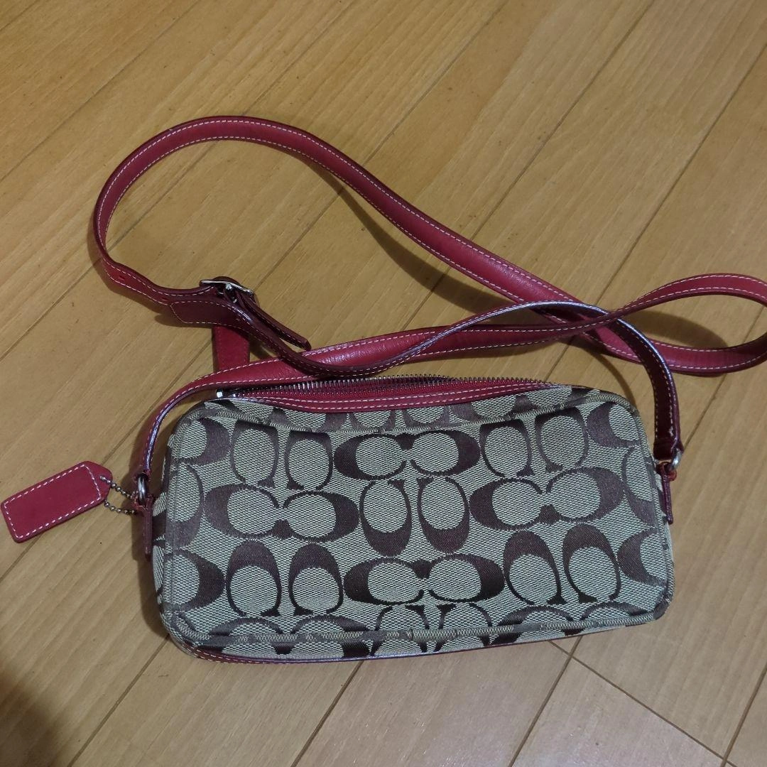 COACH ショルダーバッグ ベージュ/ブラウン/レッド