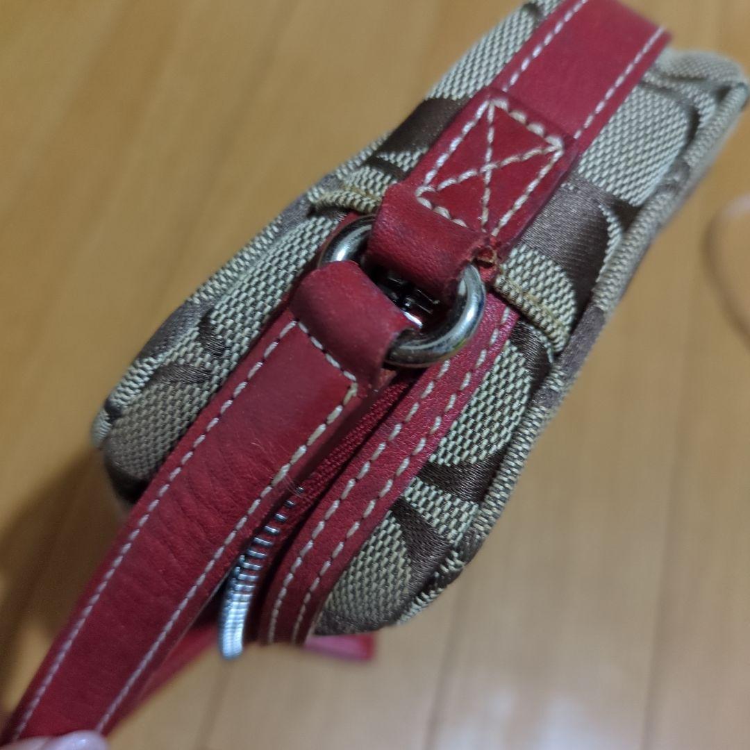 COACH ショルダーバッグ ベージュ/ブラウン/レッドの写真6枚目