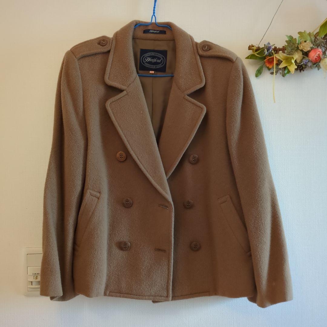 Hartford ベージュ ウール ピーコート