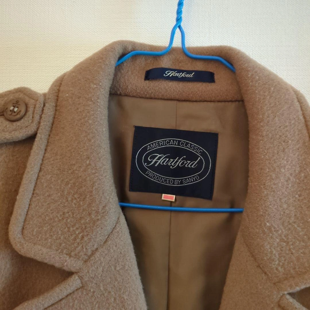 Hartford ベージュ ウール ピーコートの写真2枚目