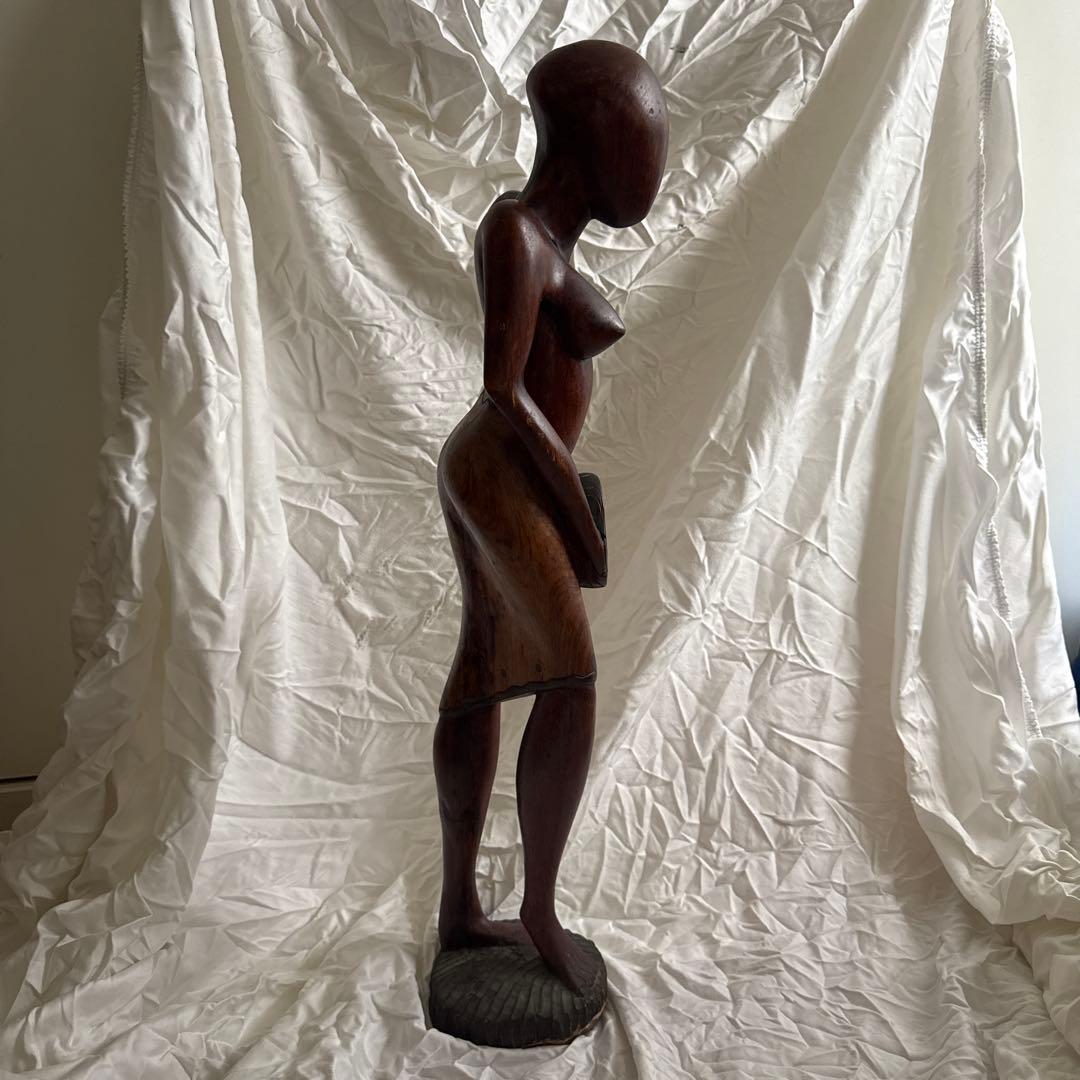 大型 アフリカ 木彫り 女性像 76cm ハンドメイド 彫刻 オブジェの写真2枚目