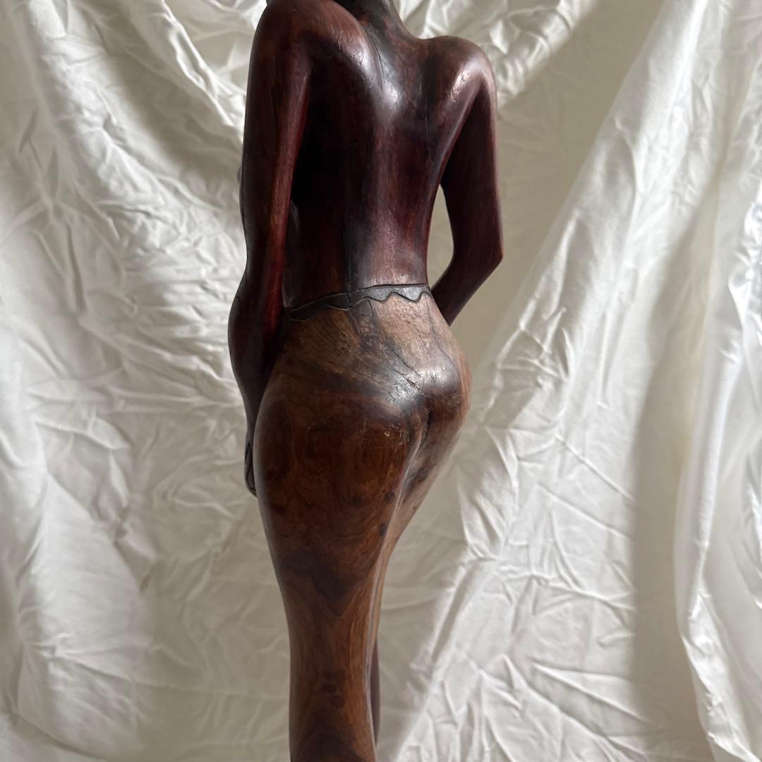 大型 アフリカ 木彫り 女性像 76cm ハンドメイド 彫刻 オブジェの写真4枚目