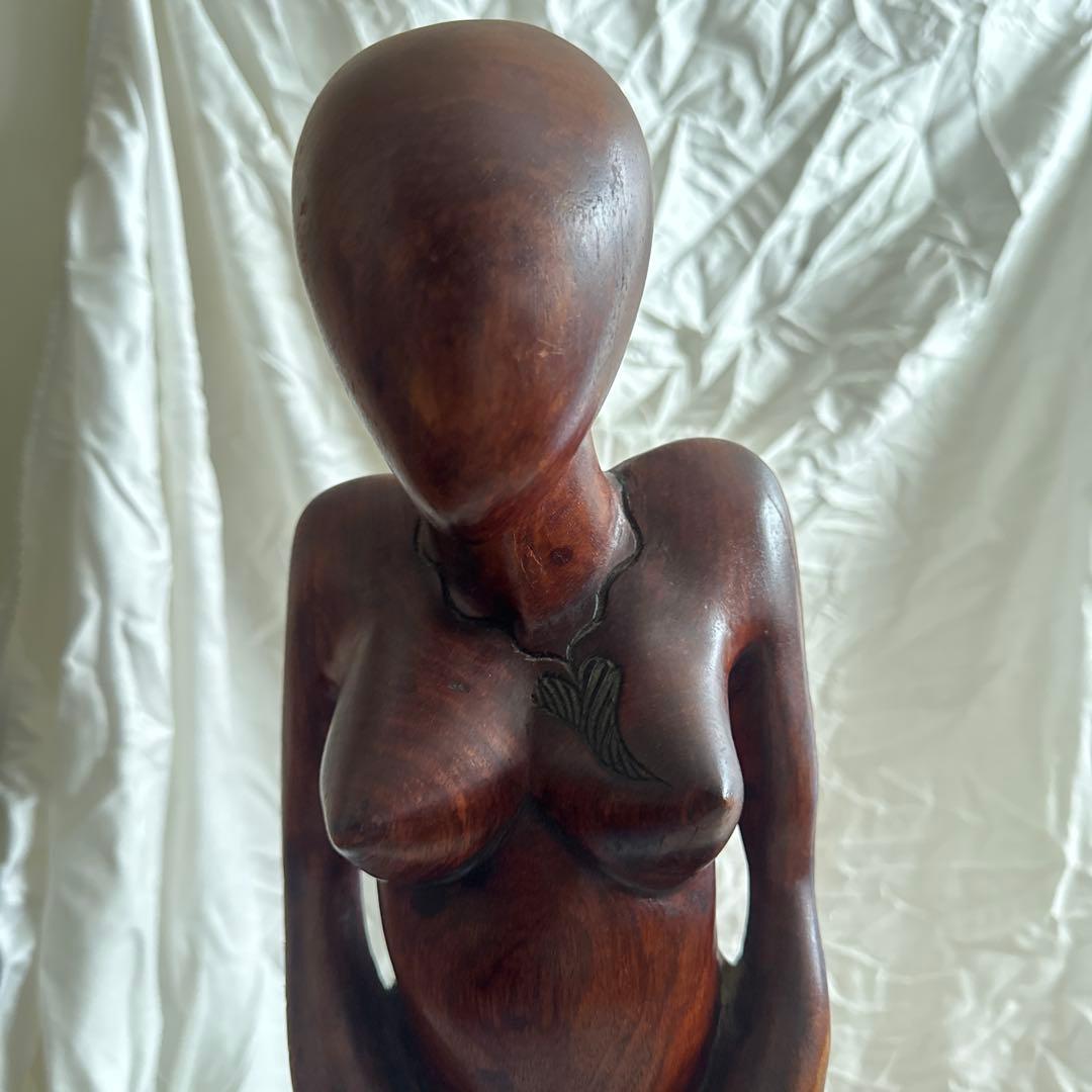 大型 アフリカ 木彫り 女性像 76cm ハンドメイド 彫刻 オブジェの写真9枚目