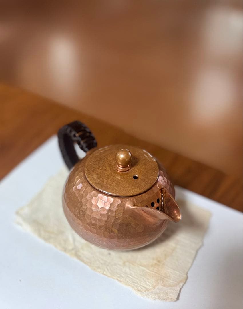 希少 韓国 仁寺洞 手作り 銅製 急須 槌目 茶器 韓国工芸 一点物の写真2枚目