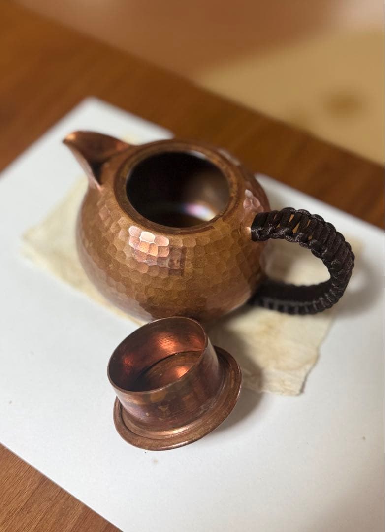 希少 韓国 仁寺洞 手作り 銅製 急須 槌目 茶器 韓国工芸 一点物の写真3枚目