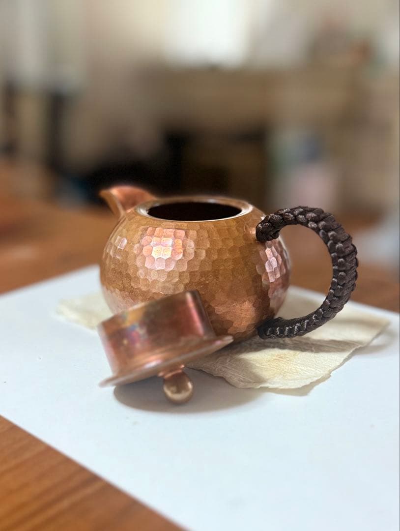 希少 韓国 仁寺洞 手作り 銅製 急須 槌目 茶器 韓国工芸 一点物の写真4枚目