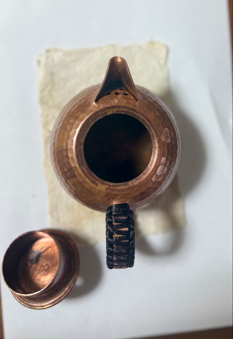 希少 韓国 仁寺洞 手作り 銅製 急須 槌目 茶器 韓国工芸 一点物の写真7枚目