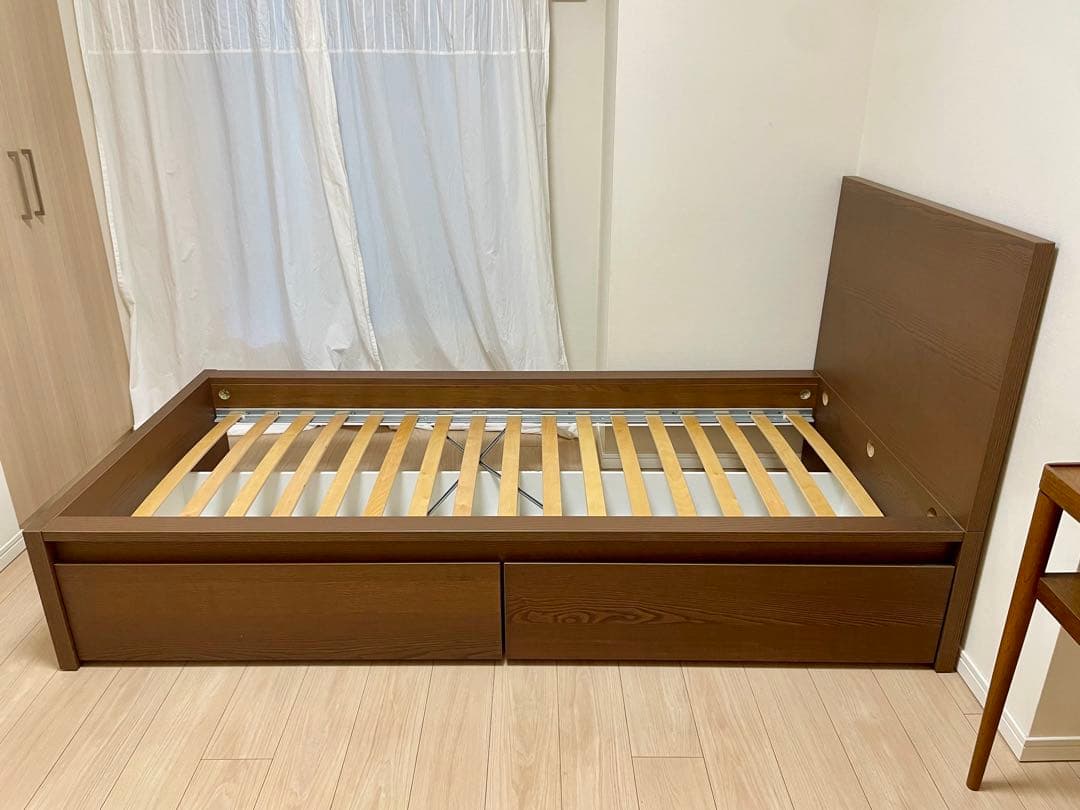 【お引取り限定】IKEA MALMシングルベッド、収納ボックス２個付き
