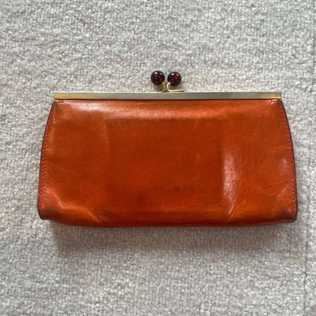 PRADA がま口 長財布 レザー オレンジの写真2枚目