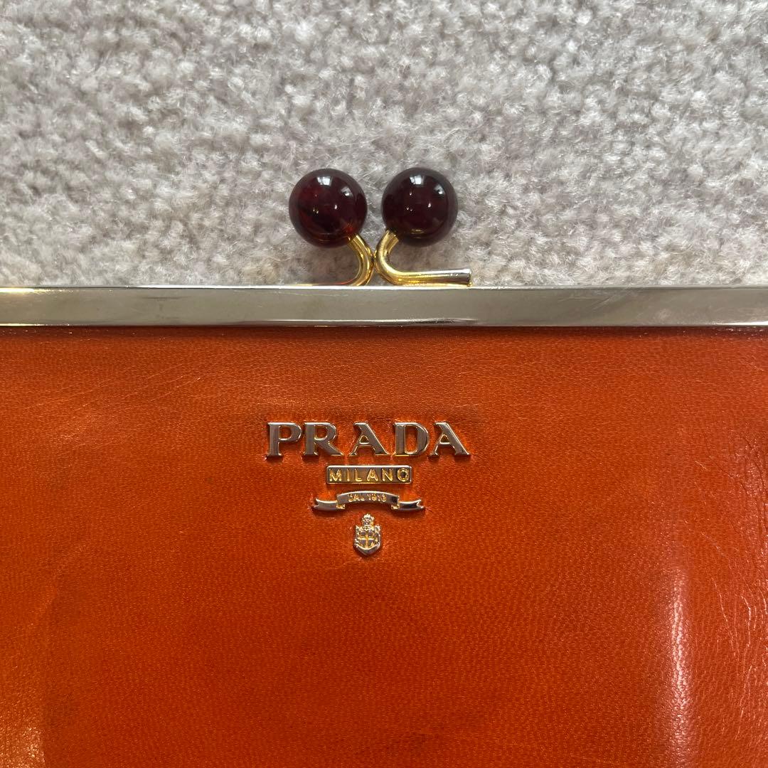 PRADA がま口 長財布 レザー オレンジの写真4枚目