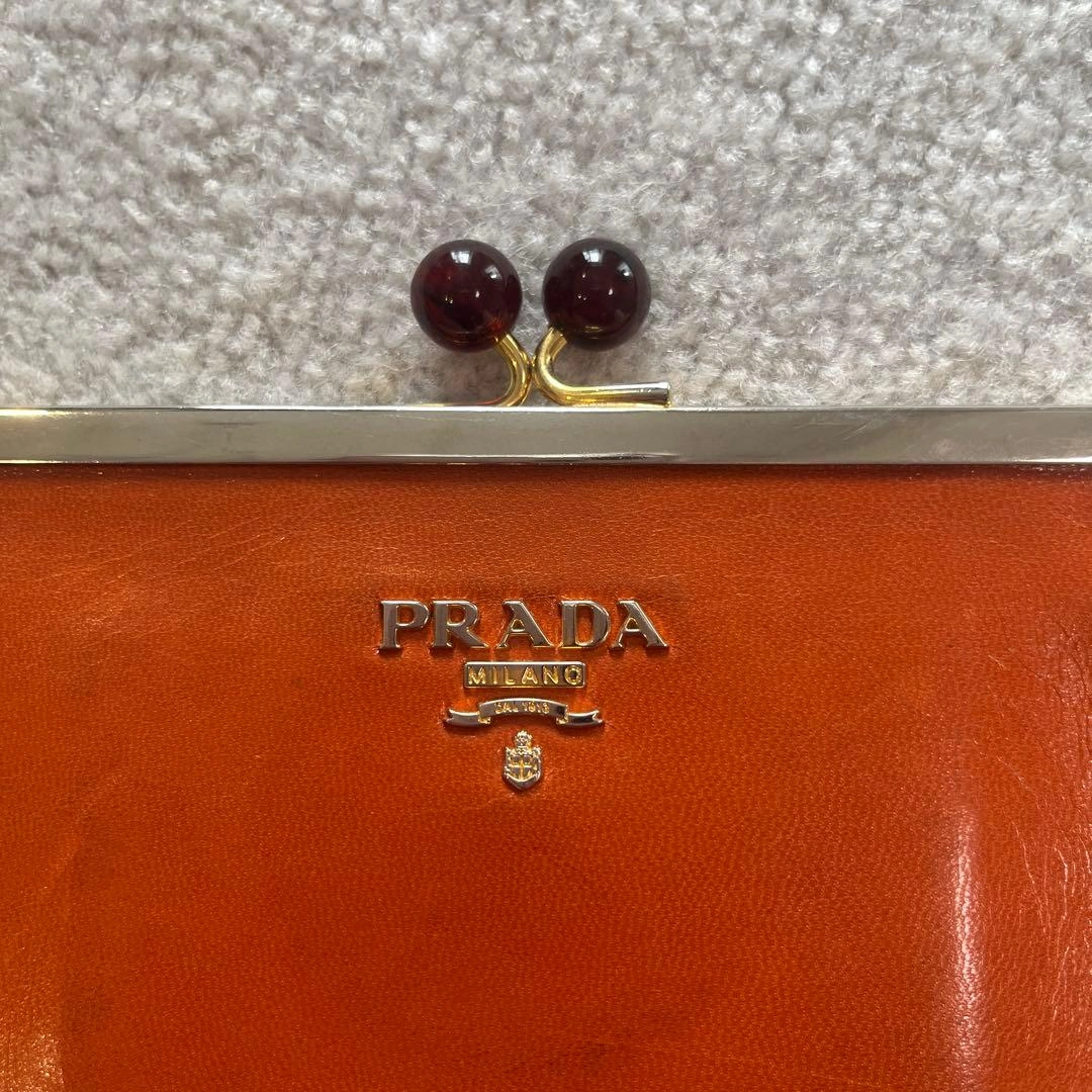 PRADA がま口 長財布 レザー オレンジの写真4枚目