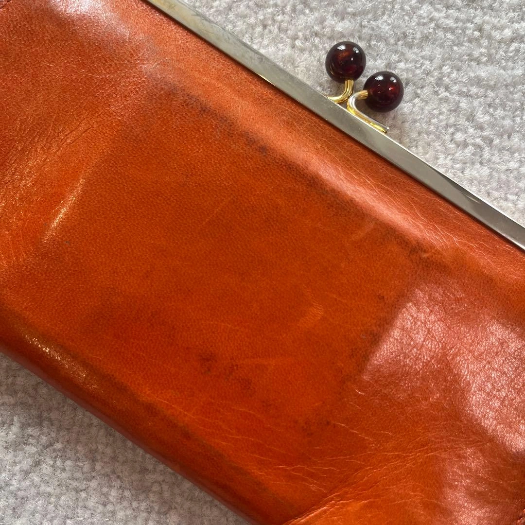 PRADA がま口 長財布 レザー オレンジの写真6枚目