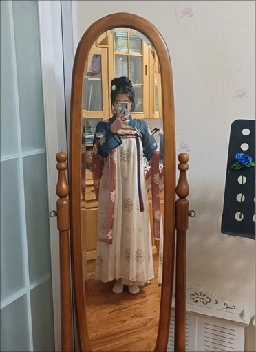 漢服 唐風 柄プリント 深緑&レッド 中国伝統衣装 コスプレ 撮影衣装の写真4枚目