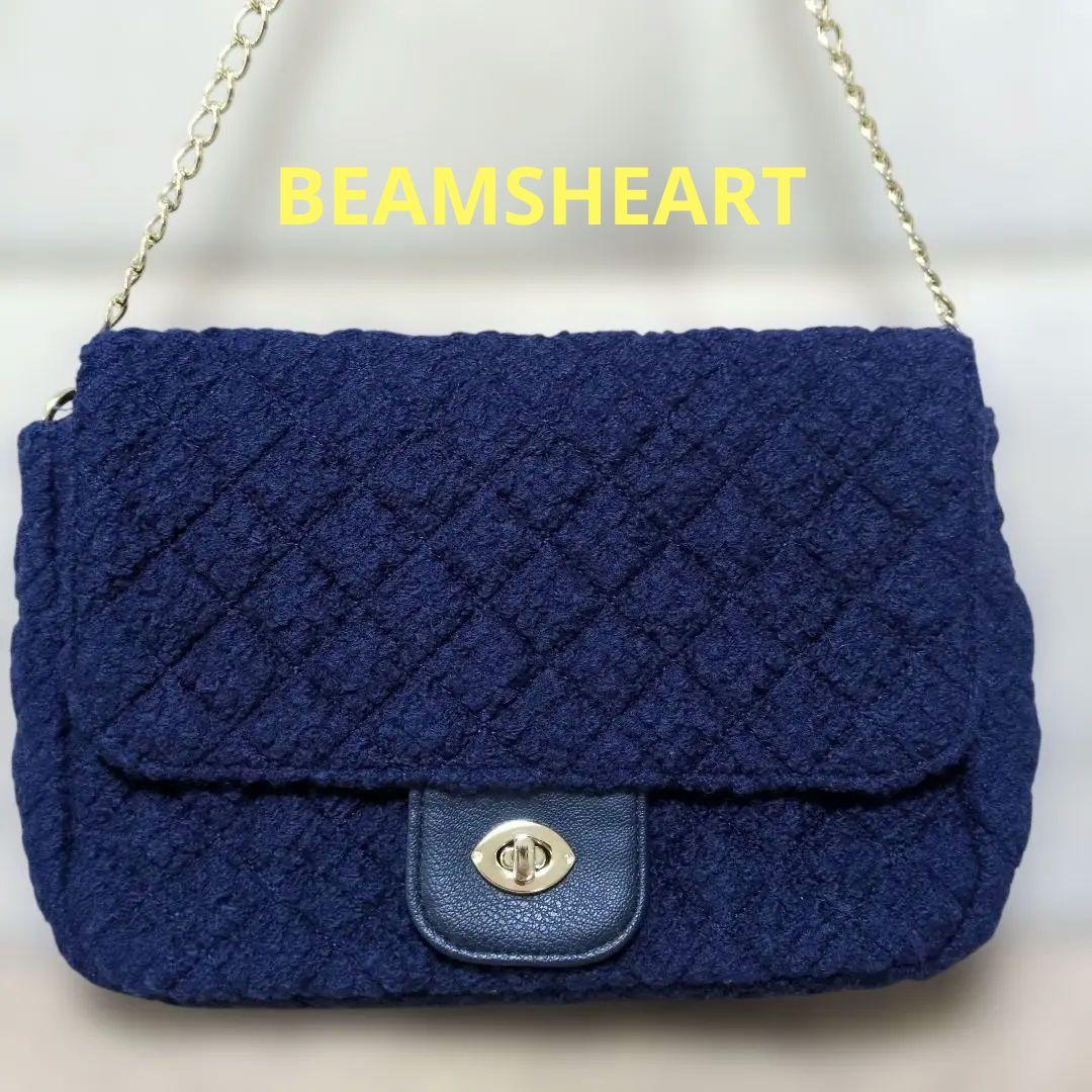 BEAMSHEARTキルティング チェーンショルダーバッグ ネイビー