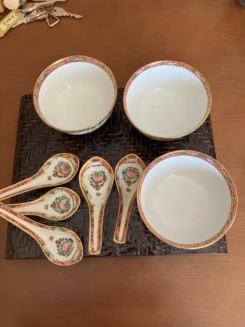 花柄スープ茶碗とスプーンセット