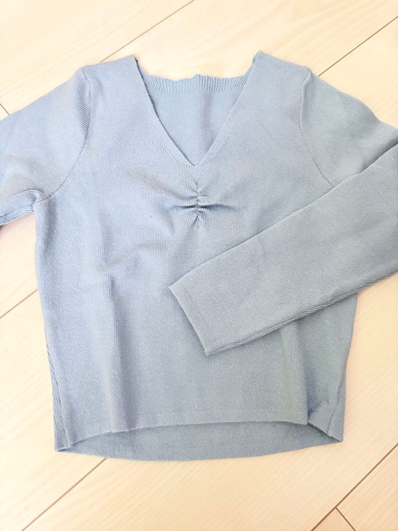 バレエレオタードトップmyfashion 長袖ニット ライトブルー 130