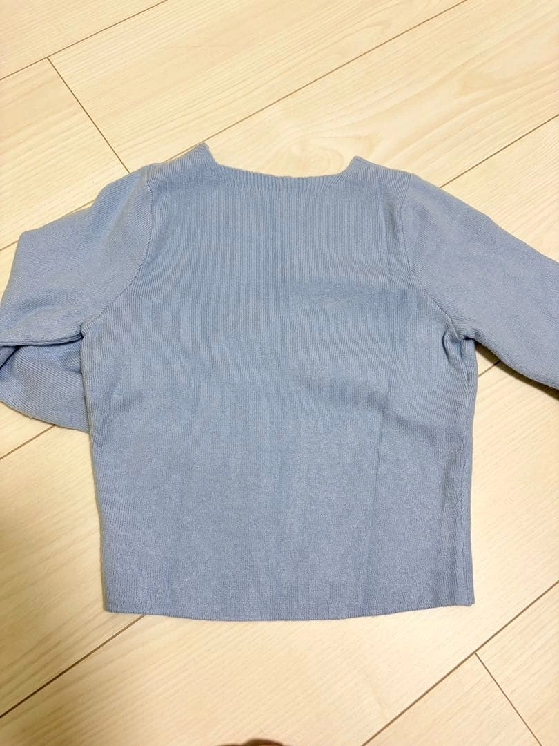 バレエレオタードトップmyfashion 長袖ニット ライトブルー 130の写真3枚目