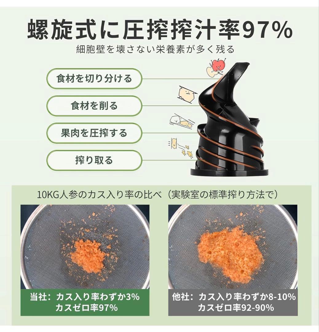 Aceki スロージューサー 低速圧縮搾汁器 コンパクトの写真4枚目