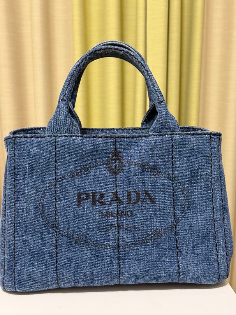 PRADA デニムショルダーバッグ　カナパ ショルダー付き