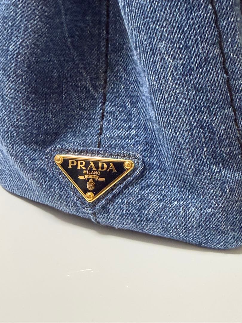 PRADA デニムショルダーバッグ　カナパ ショルダー付きの写真3枚目